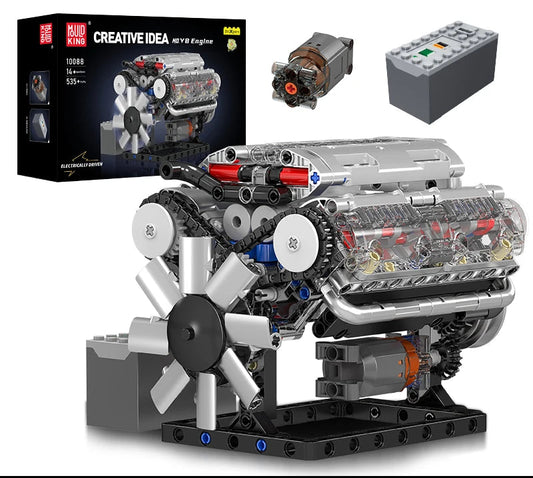 Mould King V8 Engine Model Kit with Battery and Electric Motor